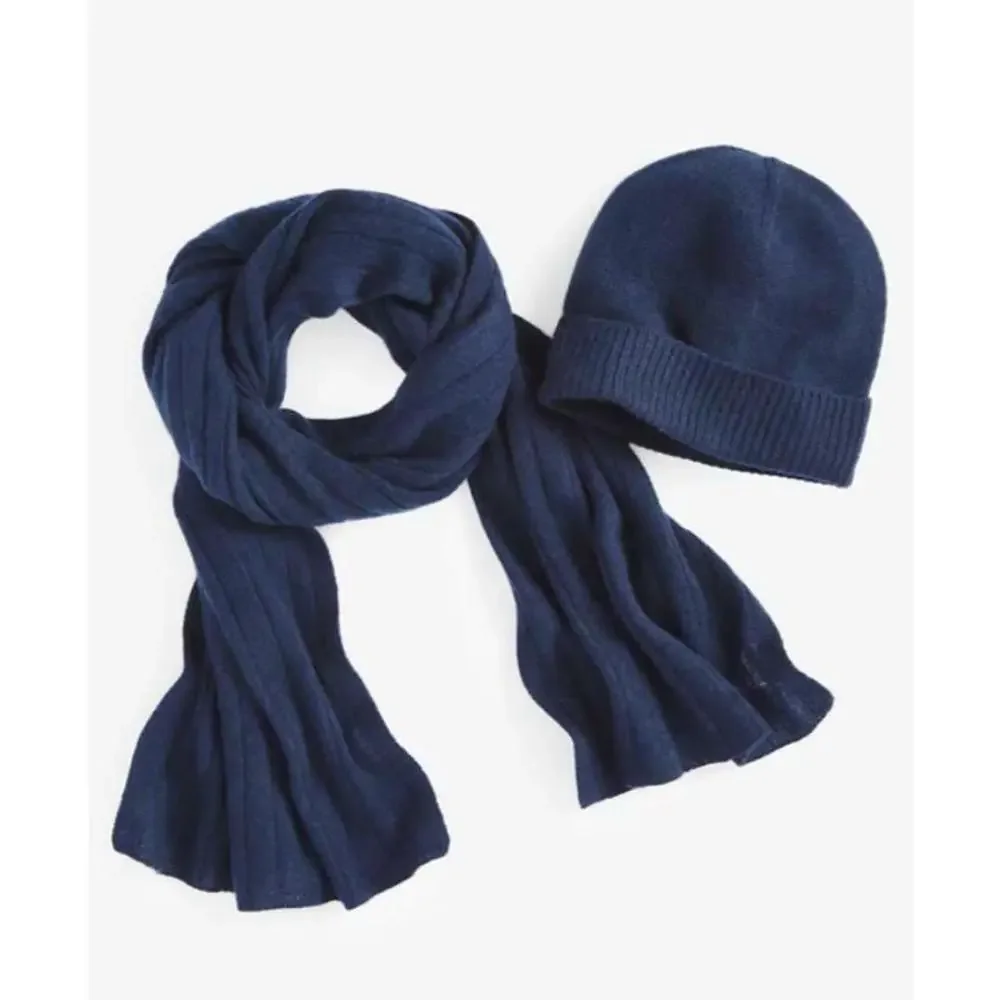 Charter Club Women's Ribbed 100% Cashmere Scarf Navy One Size